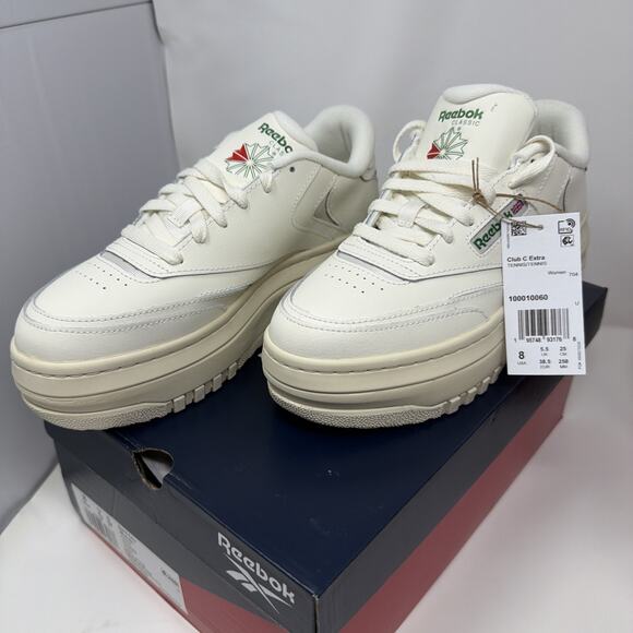 Reebok Shoes - Reebok Club C Extra Platform Women’s Sneakers - Chalk/White Glen Green, Size 8